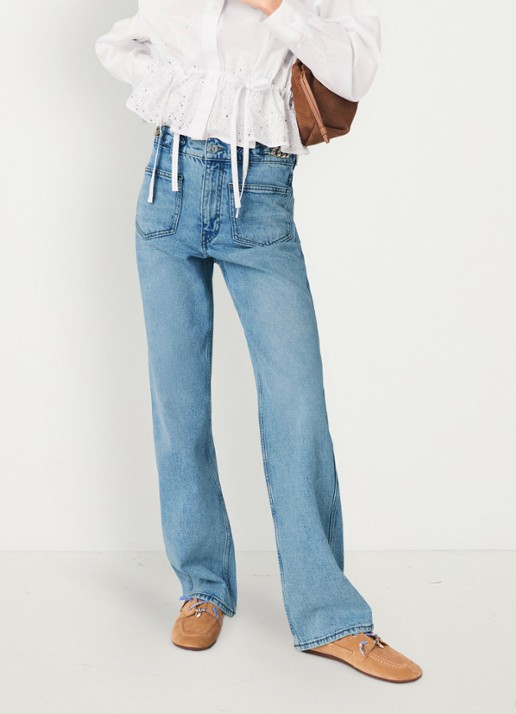 Maje Pantro high waist straight leg jeans met lichte wassing