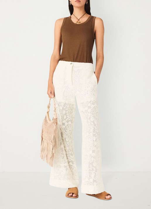 Maje Paros high waist wide fit pantalon met borduring