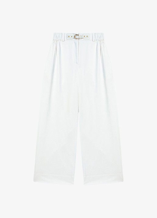 Maje Piumallan wide fit palazzo broek  - voorkant wit