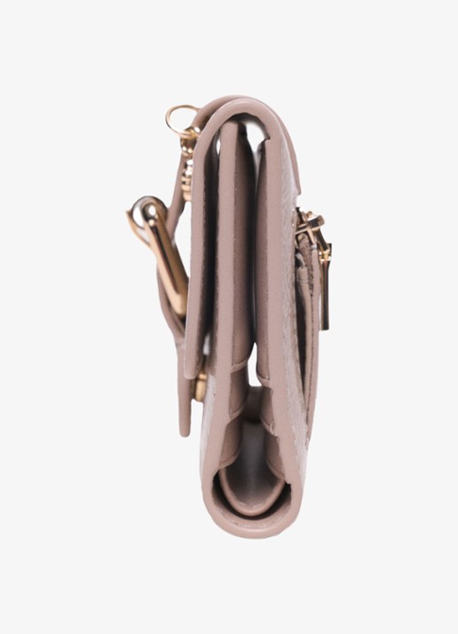 Maje Portemonnee van leer - achterkant 3 beige