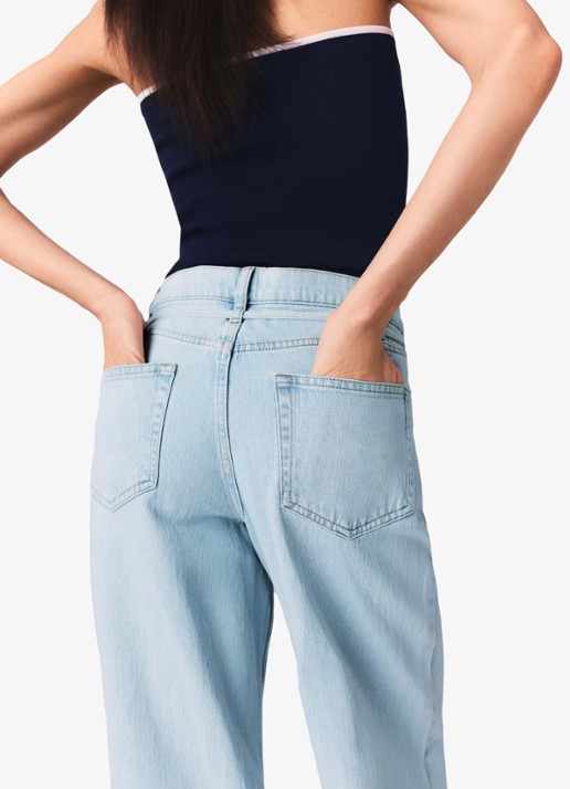 Maje Pyrosa wide leg jeans met strass  - detail 6 indigo