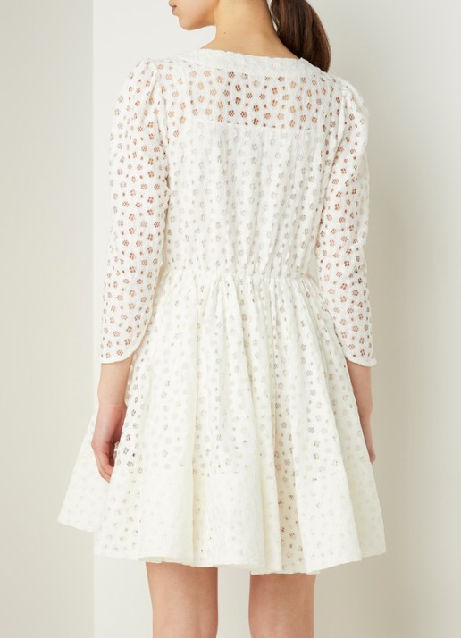 Maje Raline mini jurk met broderie  - achterkant 2 gebroken wit