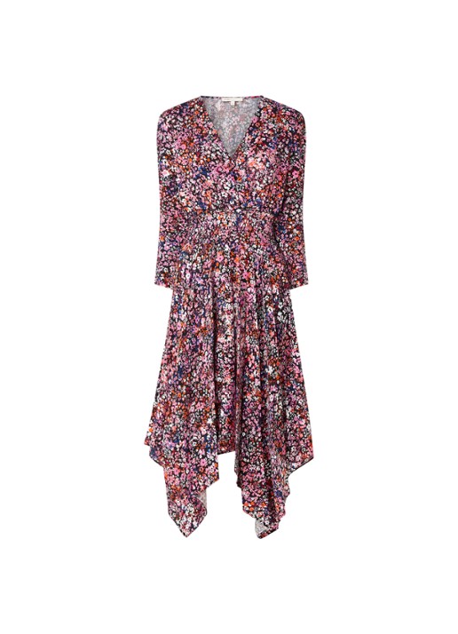 Maje Rayemi asymmetrische midi jurk met bloemenprint - voorkant 2 roze