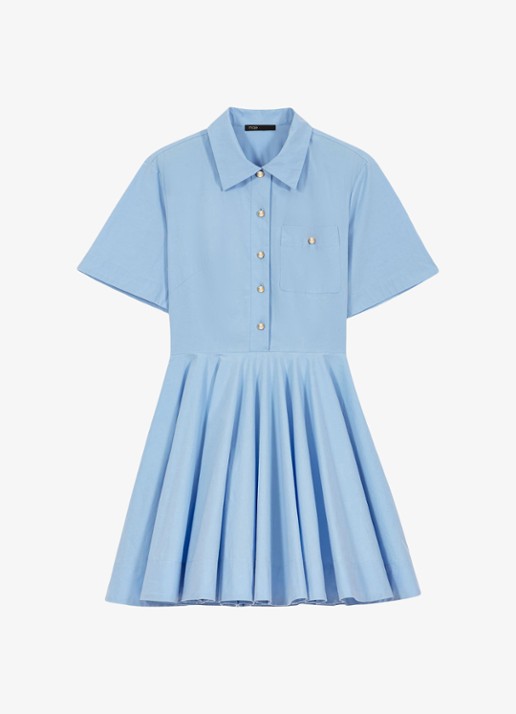 Maje Reblo mini tuniekjurk met plooien - voorkant blauw