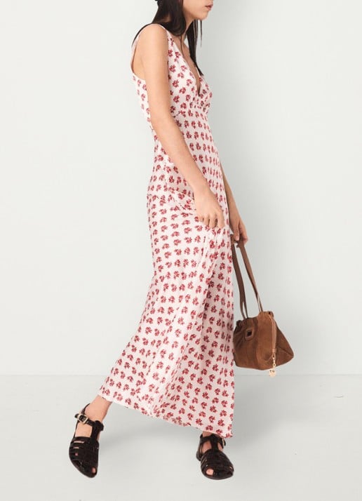 Maje Renisity midi jurk met print  - detail 3 rood