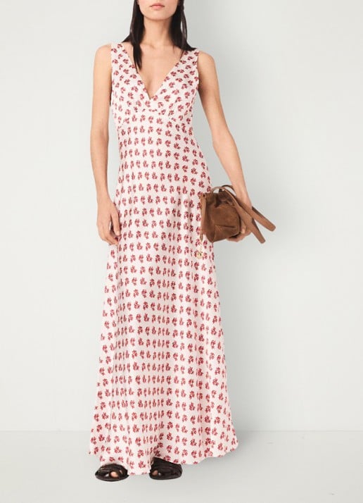 Maje Renisity midi jurk met print  - voorkant 7 rood