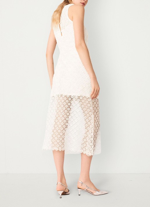 Maje Resilla midi jurk met broderie - achterkant 3 wit