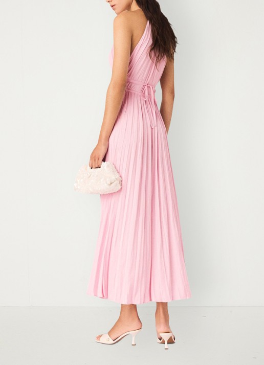 Maje Revilly midi jurk met plooien  - achterkant roze