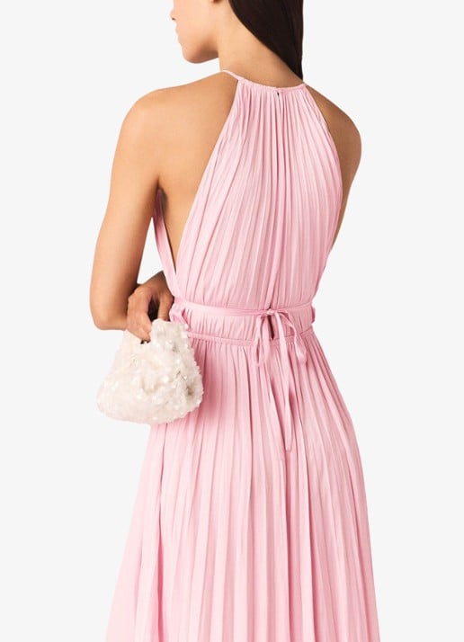 Maje Revilly midi jurk met plooien  - detail 7 roze