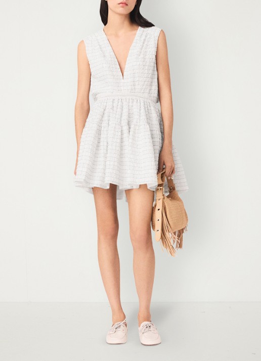 Maje Ribianco mini jurk met streepprint - voorkant 3 wit