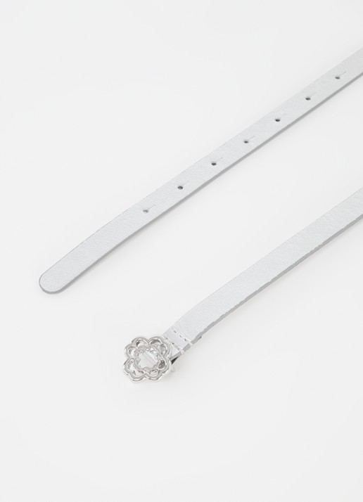 Maje Riem van kalfsleer met metallic finish - detail zilver