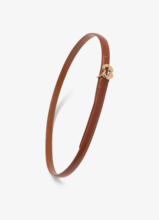 Maje Riem van koeienleer met logo - detail 2 cognac