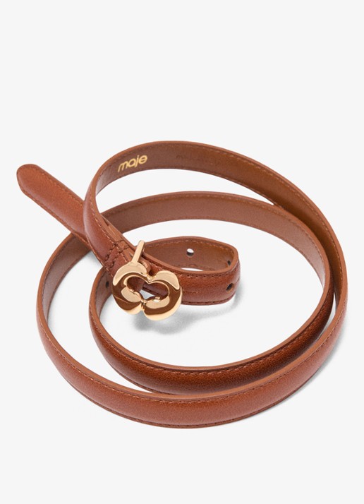 Maje Riem van koeienleer met logo - detail 5 cognac
