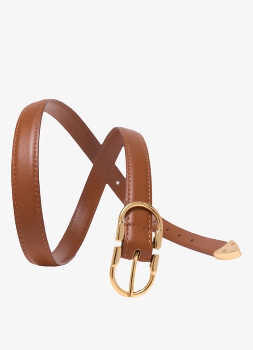 Maje Riem van leer - detail camel