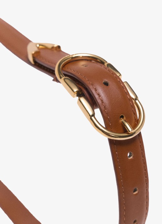Maje Riem van leer - voorkant 4 camel
