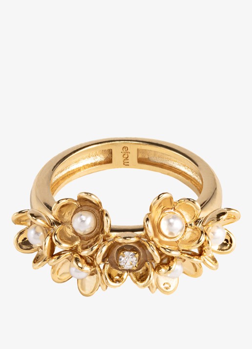 Maje Ring met glaskralen - detail goud