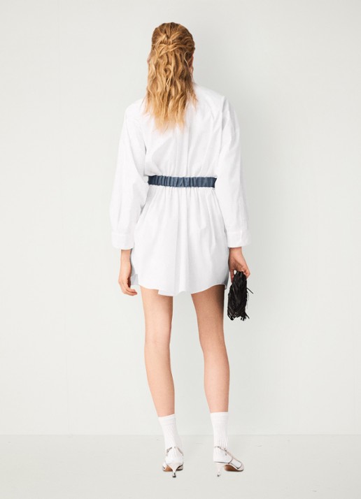 Maje Rishirt mini blousejurk met ceintuur - achterkant wit