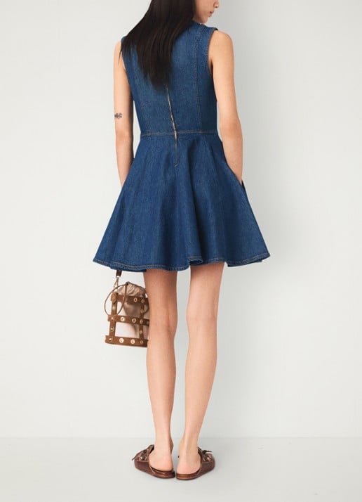 Maje Risunim mini jurk met plooien - achterkant donkerblauw