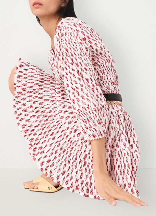 Maje Robbasemi mini jurk met print en plooien - detail 6 rood