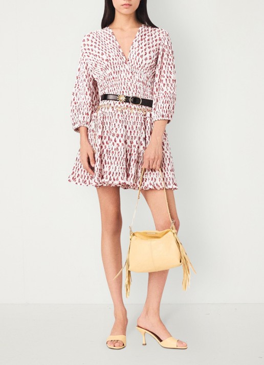 Maje Robbasemi mini jurk met print en plooien - voorkant 2 rood