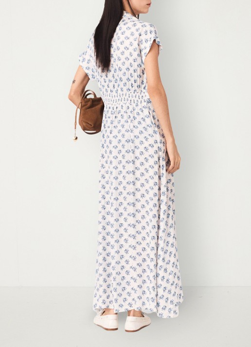 Maje Rubarsemi blousejurk met bloemenprint - achterkant blauw