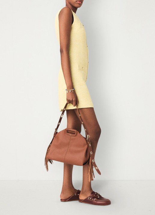 Maje Rylener mini jurk met tweed-look - detail 2 lichtgeel