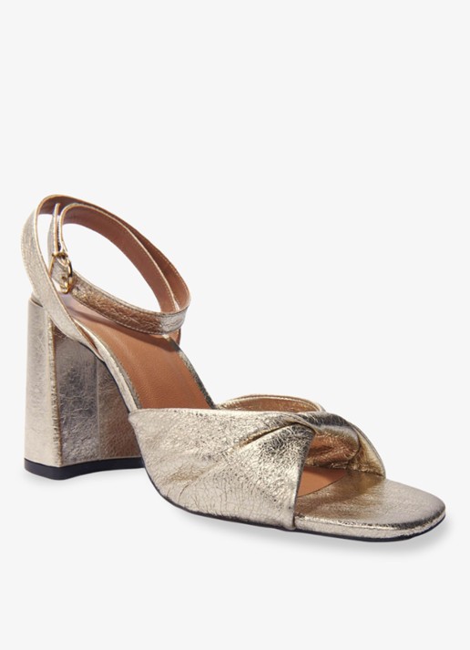 Maje Sandalette van leer met metallic finish - detail 4 goud