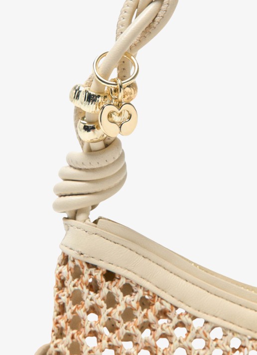 Maje Schoudertas met franjes - detail 4 beige
