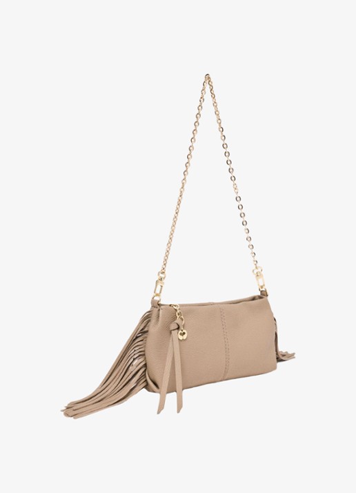 Maje Schoudertas met tasbedel - detail 3 beige