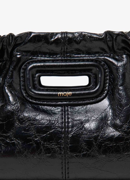 Maje Schoudertas van leer met trekkoord - detail 2 jeans
