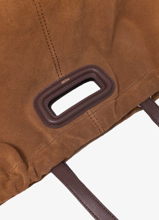 Maje Schoudertas van leer - detail 3 bruin