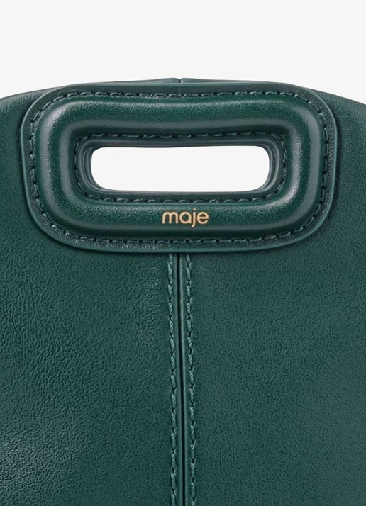 Maje Schoudertas van leer - detail 4 zeegroen