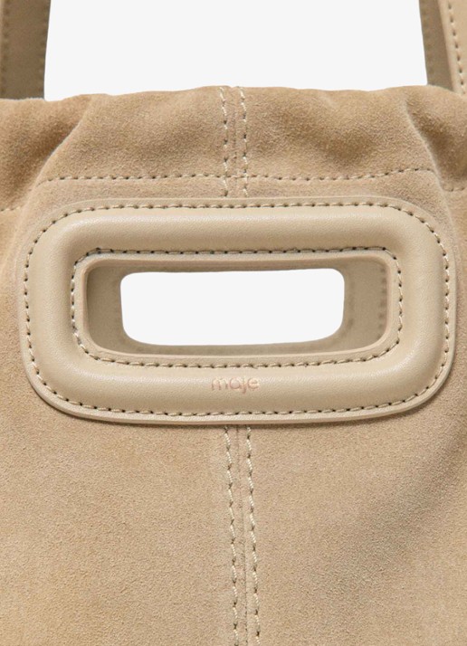 Maje Schoudertas van suède - detail 2 beige