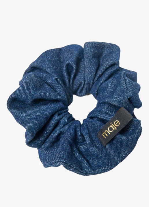 Maje Scrunchie van chambray - detail 4 donkerblauw