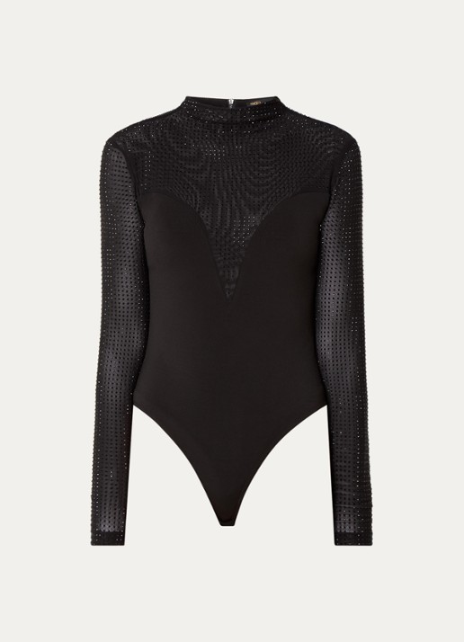 Maje Semi-transparante body top met strass • Zwart • de Bijenkorf