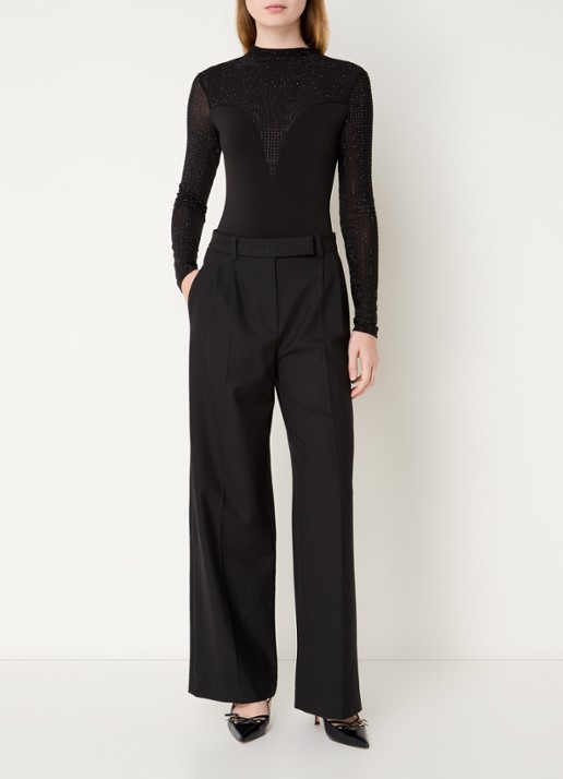 Maje Semi-transparante body top met strass • Zwart • de Bijenkorf