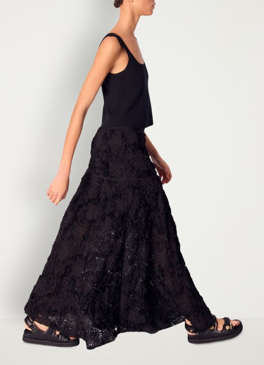 Maje Semi-transparante maxi rok met structuur - detail 6 zwart