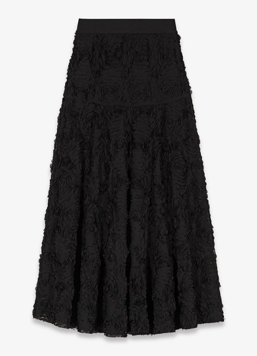 Maje Semi-transparante maxi rok met structuur - voorkant zwart
