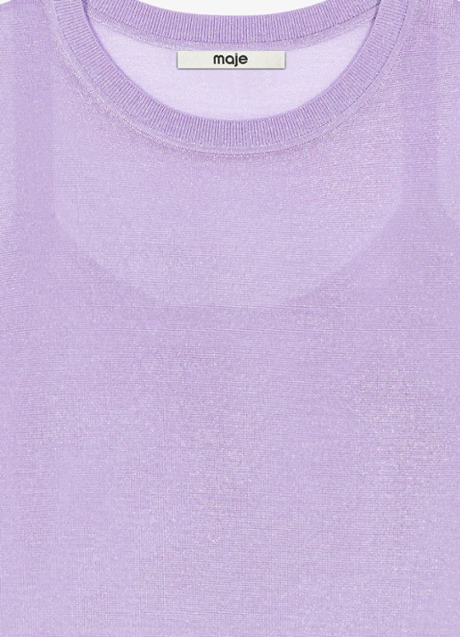Maje Semi-transparante top met lurex - detail paars