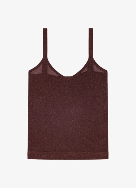 Maje Semi-transparante top met lurex - detail 3 brown / bruin