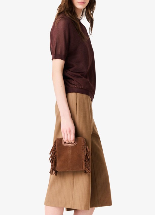 Maje Semi-transparante top met lurex - detail 4 brown / bruin