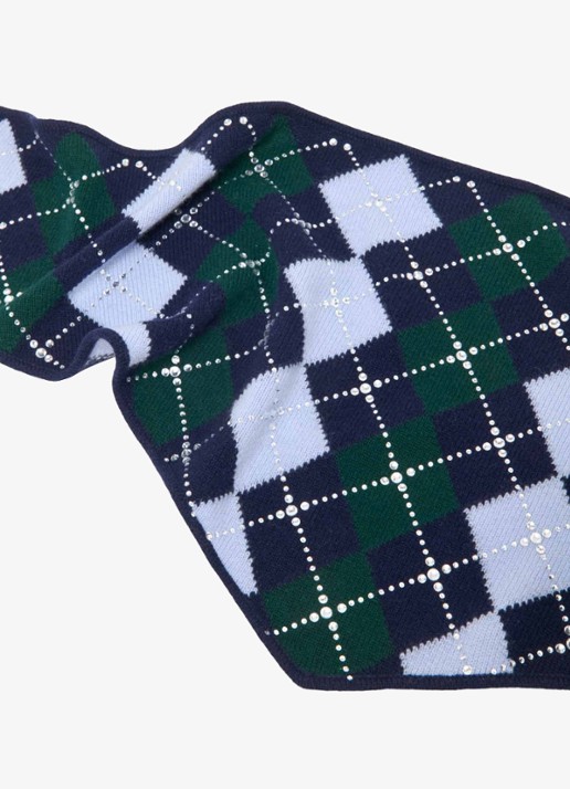 Maje Sjaal van wol met ruitdessin - detail 3 donkerblauw