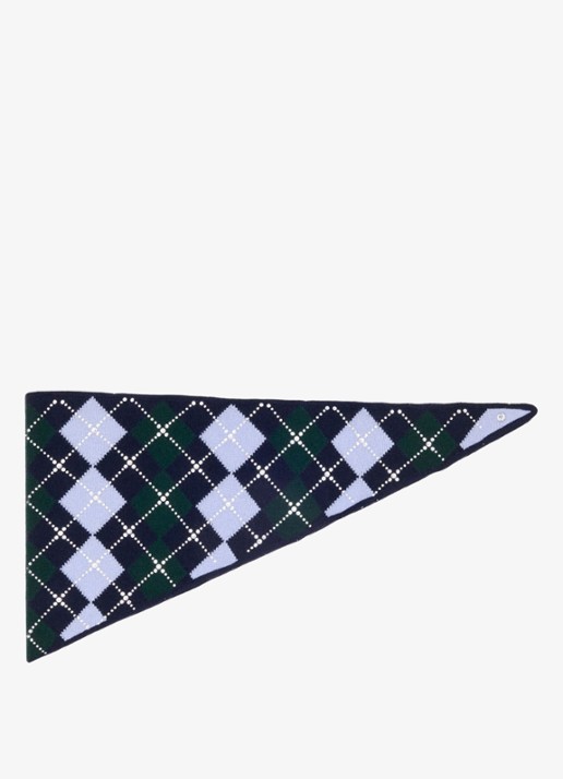 Maje Sjaal van wol met ruitdessin - voorkant donkerblauw