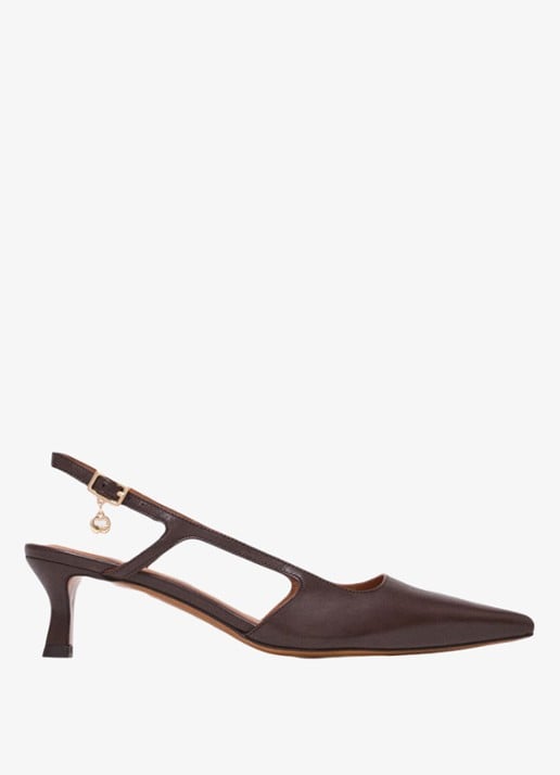Maje Slingback van kalfsleer - voorkant bruin