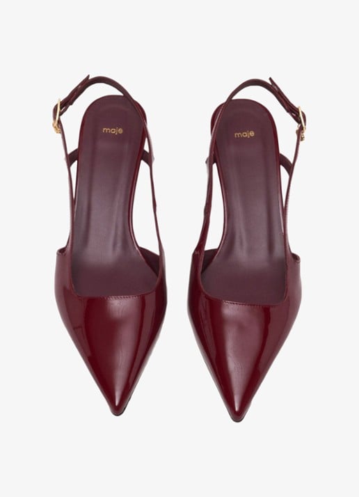 Maje Slingback van lakleer - detail 2 bordeauxrood