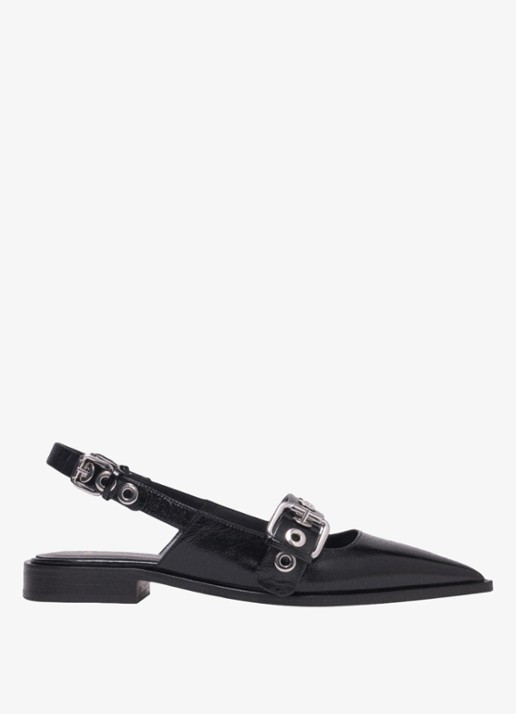 Maje Slingback van leer - voorkant jeans