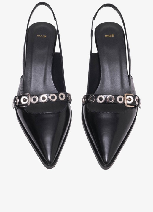 Maje Slingback van leer - detail 3 zwart