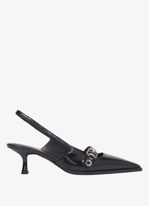 Maje Slingback van leer - voorkant zwart