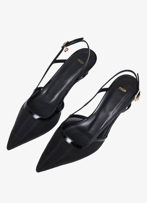 Maje Slingbacks van leer met mesh details - detail 3 jeans