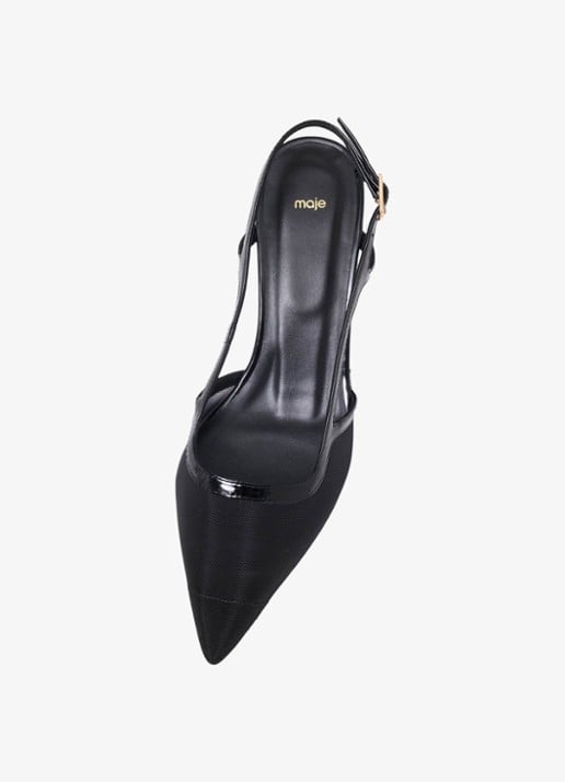 Maje Slingbacks van leer met mesh details - detail 6 jeans